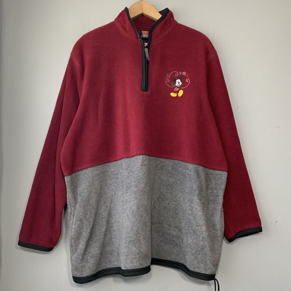 Vintage Mickey Mouse 1/4 Zip Fleece Pullover Disney Size XL Jacket Novelty 90s